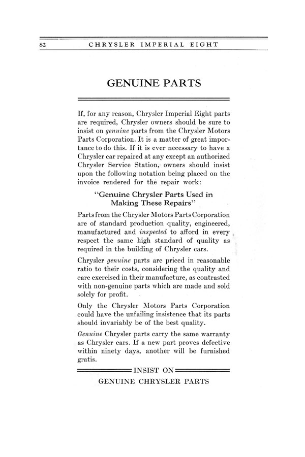 1930 Chrysler Imperial 8 Owners Manual Page 80